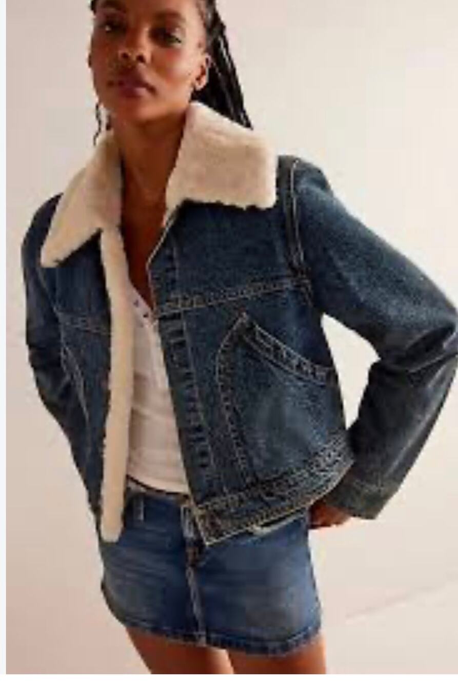 Free People We The Free Tia Cozy Denim Jacket - L